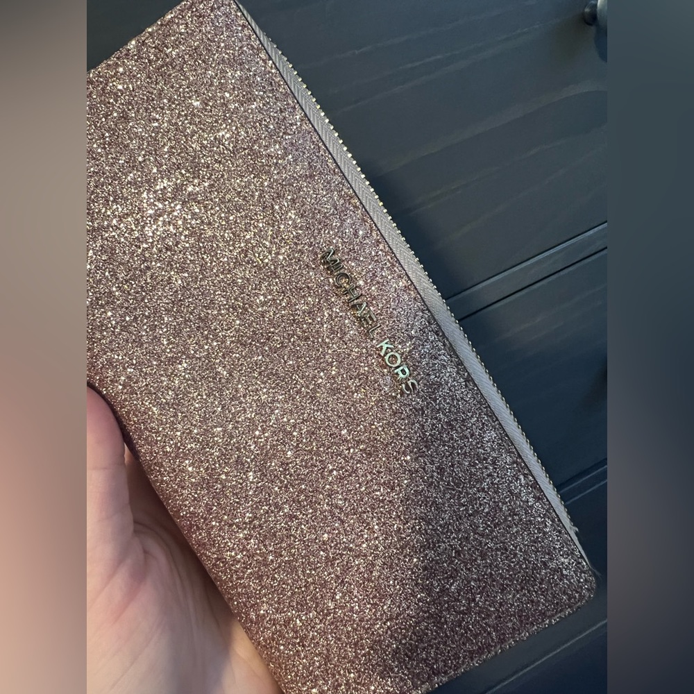 Michael Kors rose gold sparkle wristlet
